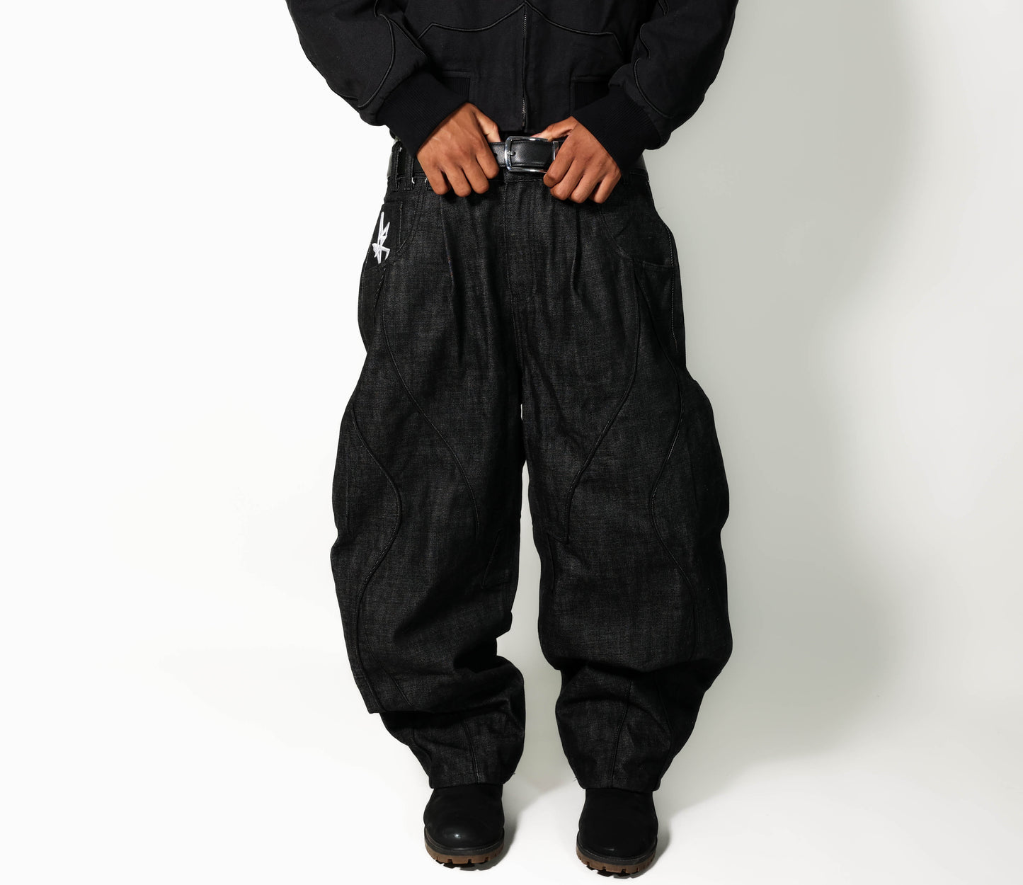 butterfly selvedge denim pant noir
