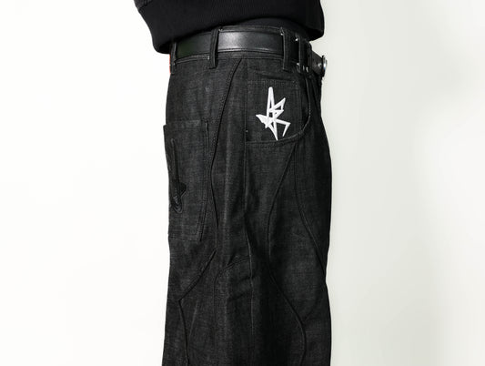 butterfly selvedge denim pant noir