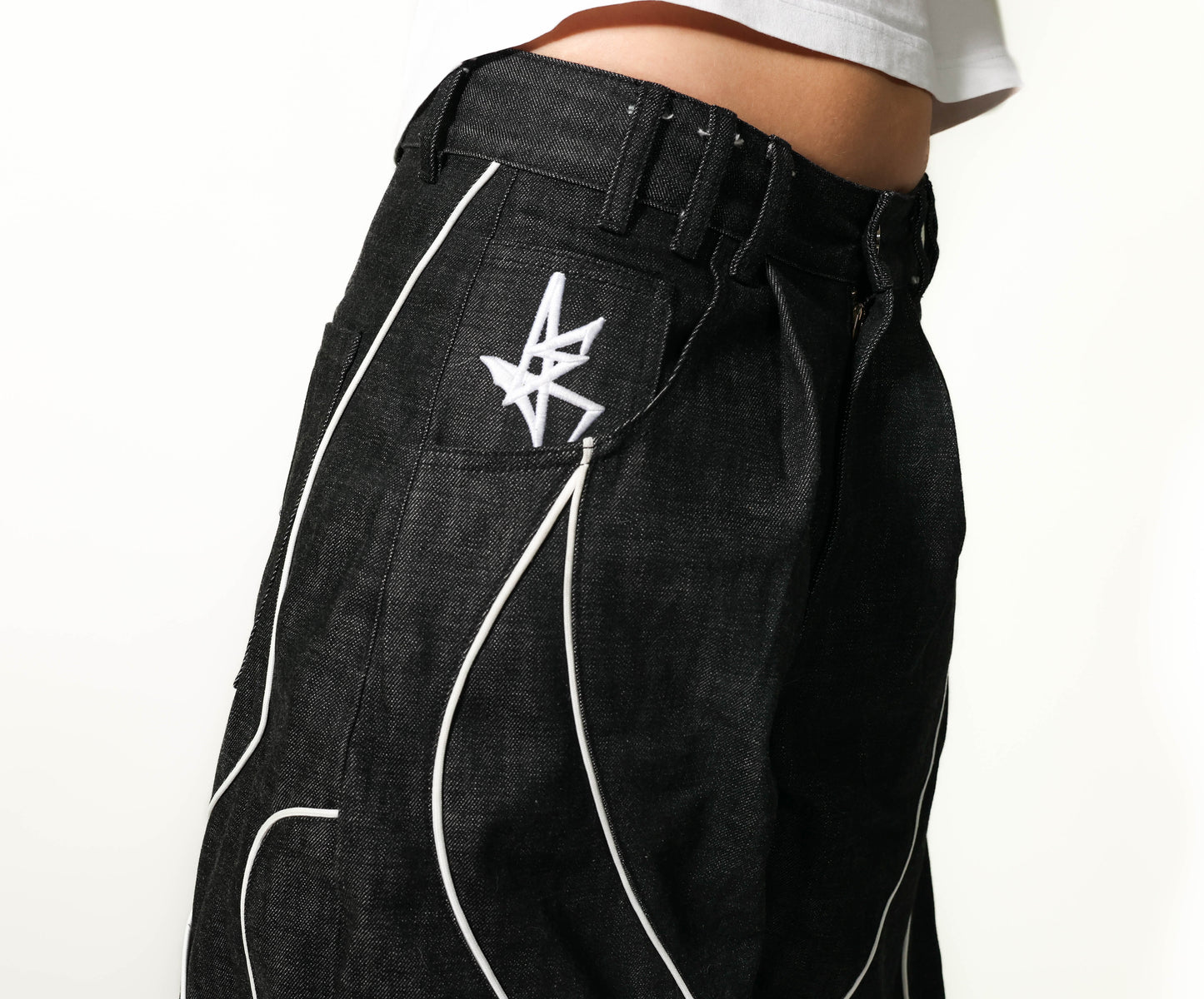 butterfly selvedge denim pant blanc