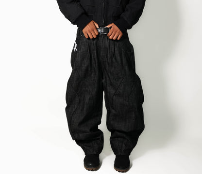 butterfly selvedge denim pant noir