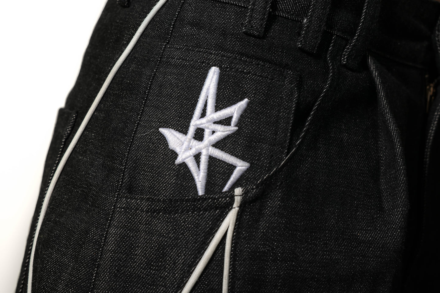 butterfly selvedge denim pant blanc