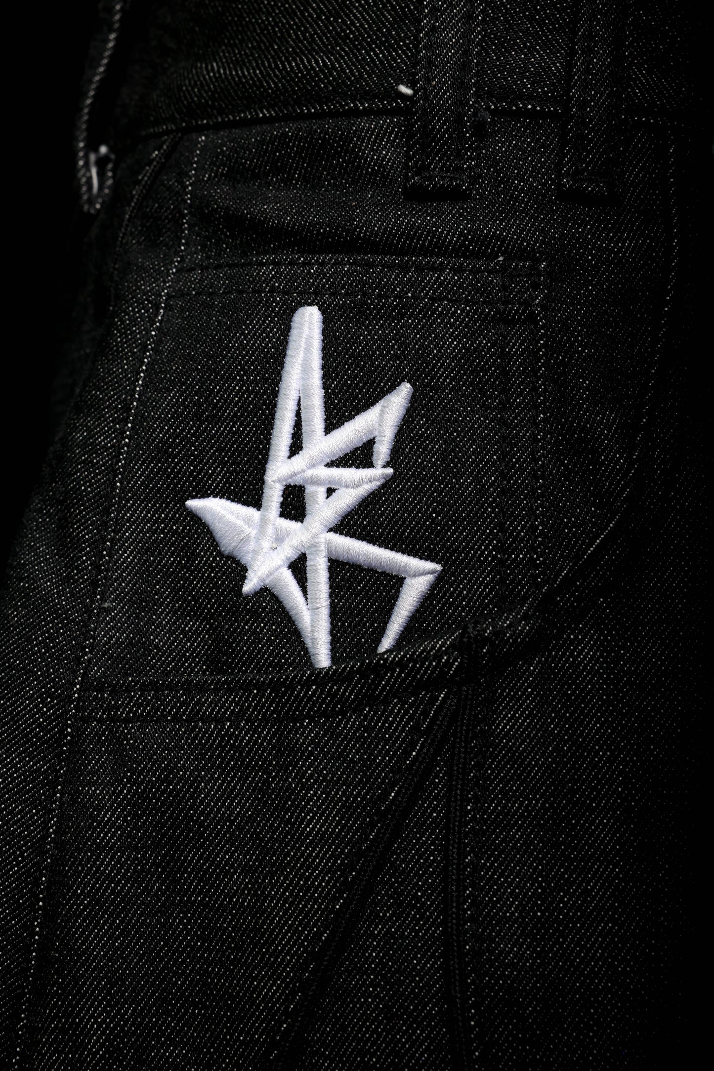 butterfly selvedge denim pant noir